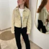 Veste jean beige femme avec strass