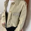 Veste jean beige femme avec strass