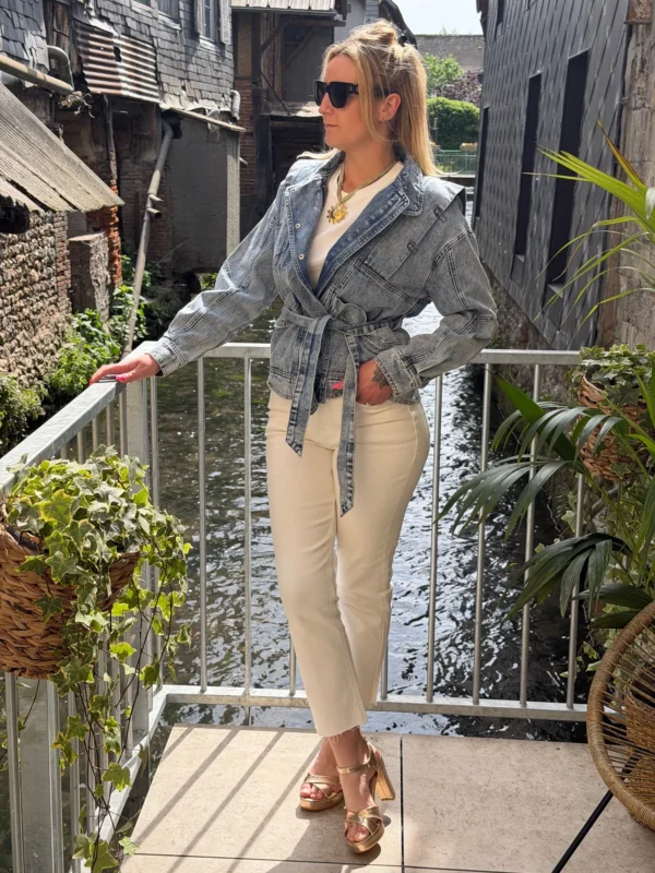 Veste jean femme ceinturée – Oversize & Cœur doré | Dream By C