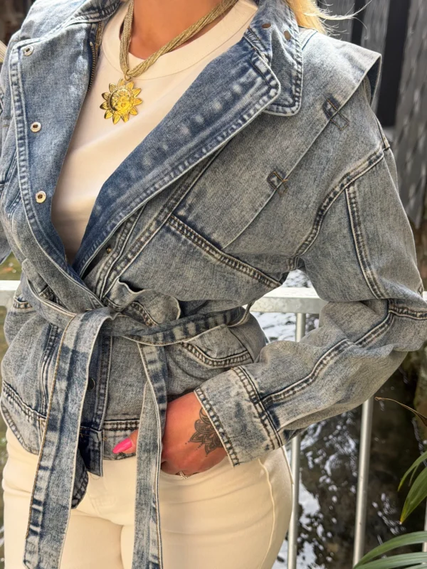 Veste jean femme ceinturée – Oversize & Cœur doré | Dream By C
