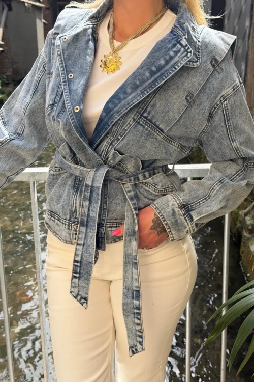 Veste jean femme ceinturée – Oversize & Cœur doré | Dream By C