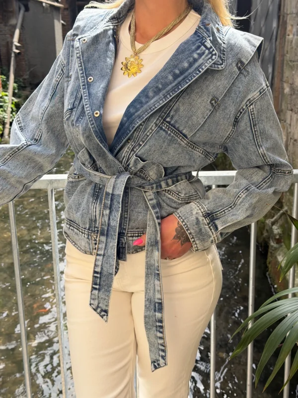 Veste jean femme ceinturée – Oversize & Cœur doré | Dream By C