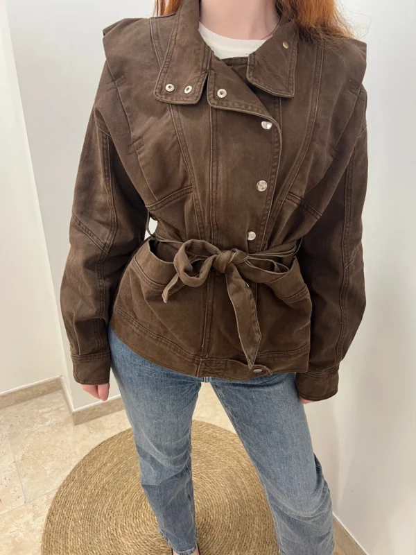 Veste jean femme ceinturée tendance