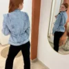 Veste jean femme ceinturée tendance