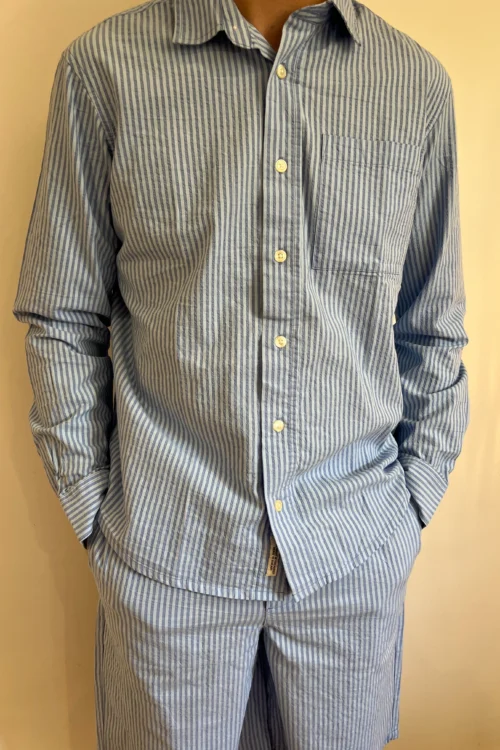 Chemise rayée bleue homme manches longues | Dream By C