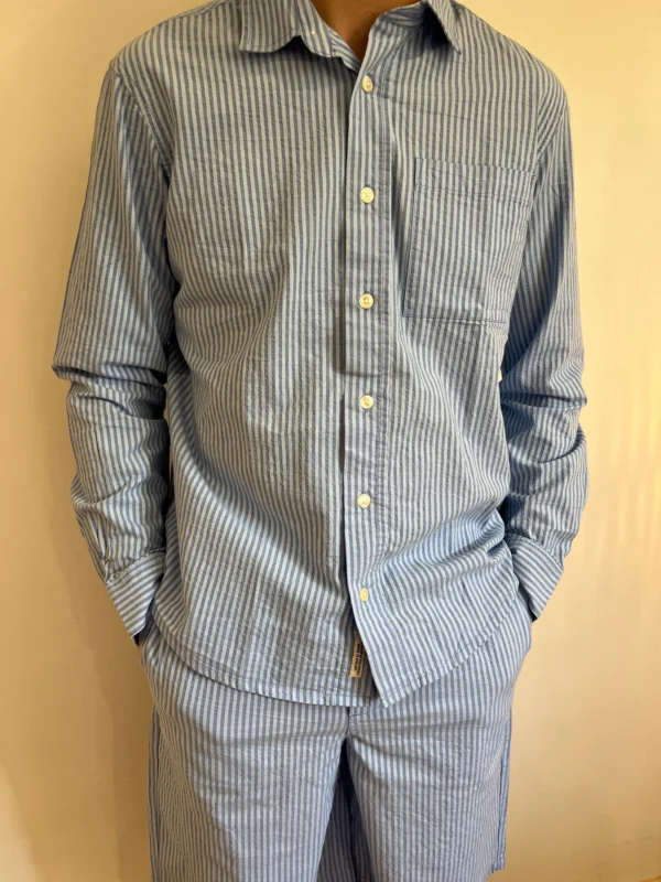 Chemise rayée bleue homme manches longues | Dream By C