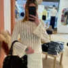 Haut crochet femme manches longues écru