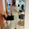 Haut crochet femme manches longues écru