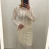 Haut crochet femme manches longues écru