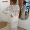 Jupe longue crochet femme écrue B Young