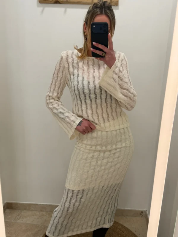 Jupe longue crochet femme écrue B Young