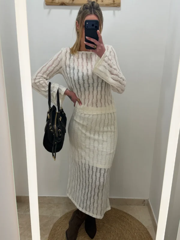 Jupe longue crochet femme écrue B Young