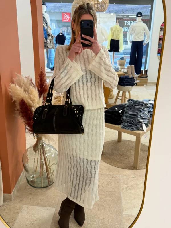 Jupe longue crochet femme écrue B Young