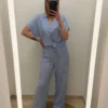 Pantalon fluide rayé femme lin