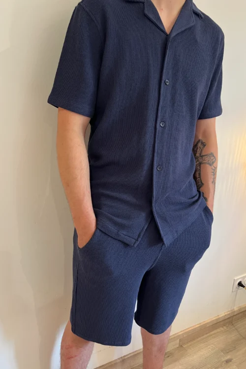 Polo homme marine piqué nid d'abeille | Dream By C