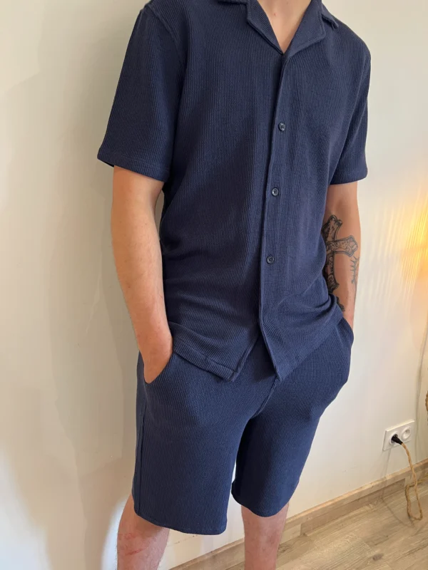 Polo homme marine piqué nid d'abeille | Dream By C