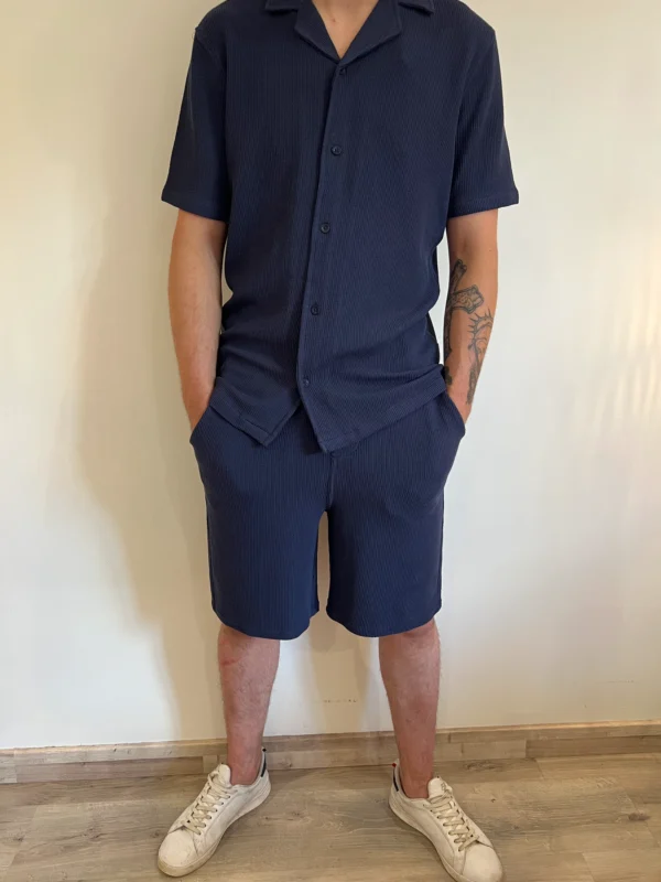 Polo homme marine piqué nid d'abeille | Dream By C