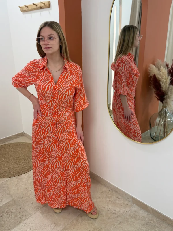 Robe longue femme orange – Motifs B.Young | Dream By C