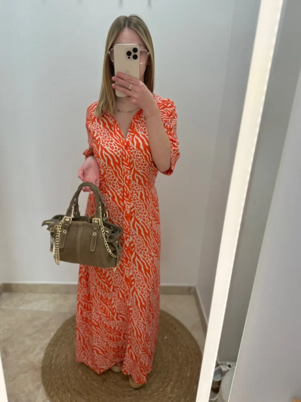 Robe longue femme orange – Motifs B.Young | Dream By C