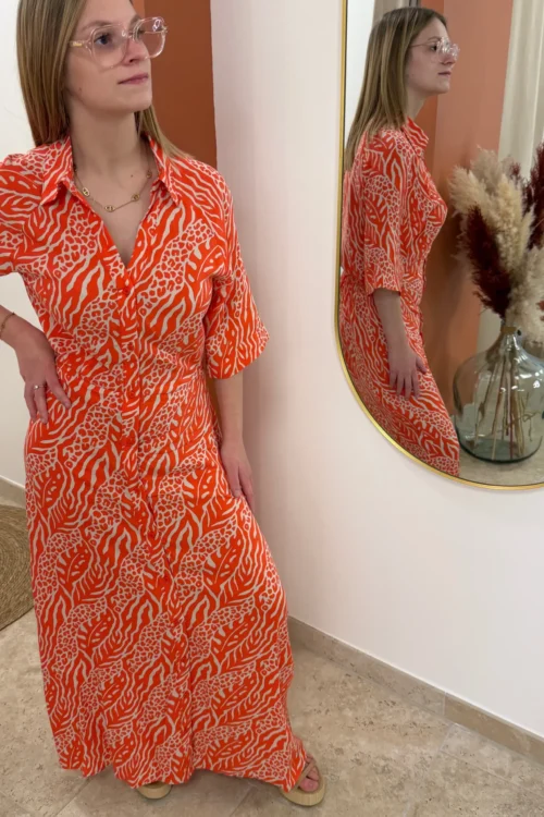 Robe longue femme orange – Motifs B.Young | Dream By C