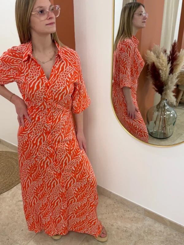 Robe longue femme orange – Motifs B.Young | Dream By C