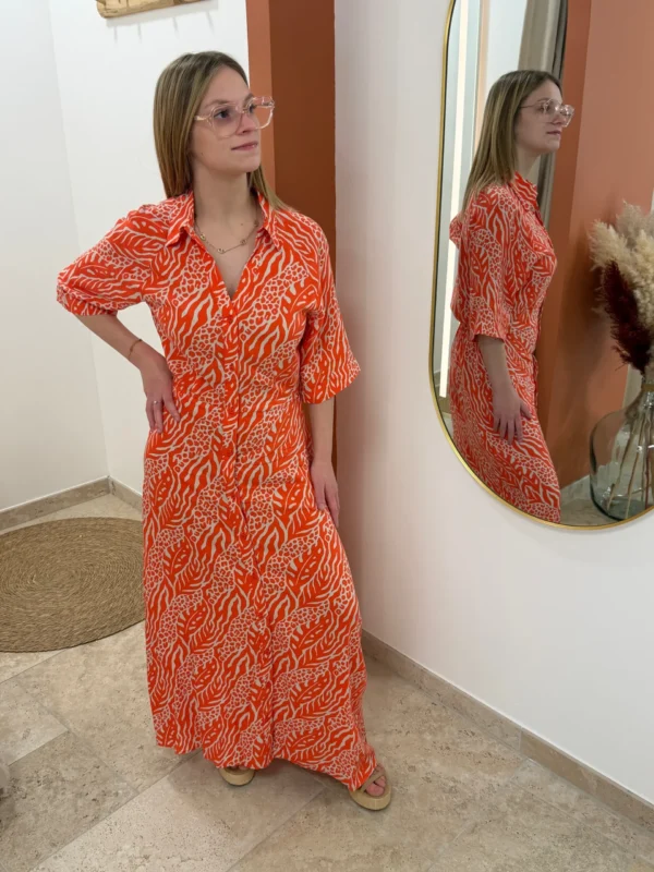 Robe longue femme orange – Motifs B.Young | Dream By C