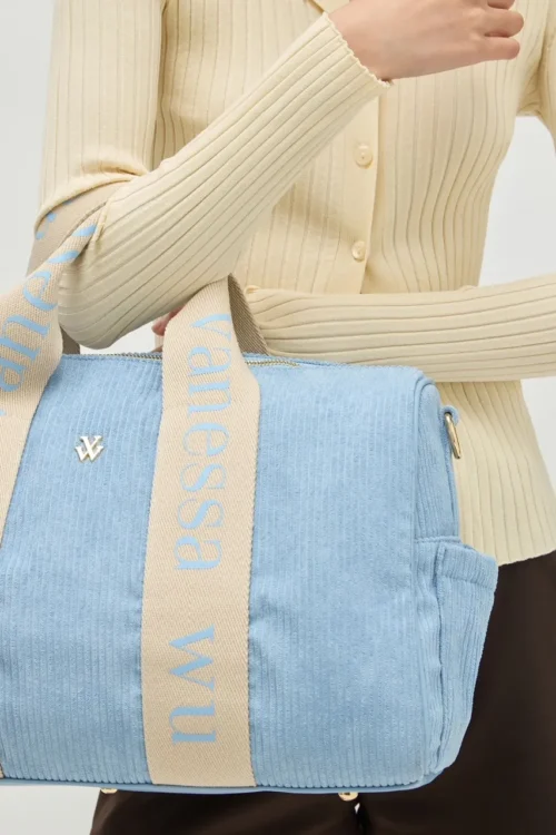 Sac Laure Vanessa Wu velours bleu ciel