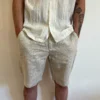 Short chino homme été, beige ou marine, 4 poches | Dream By C