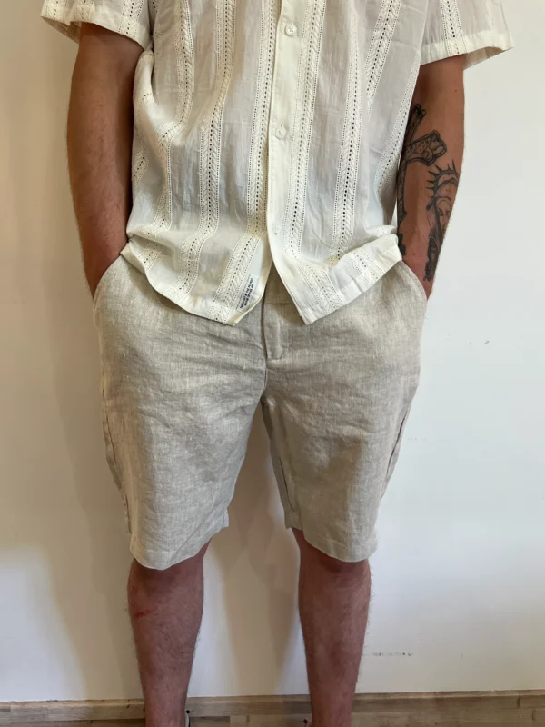 Short chino homme été, beige ou marine, 4 poches | Dream By C
