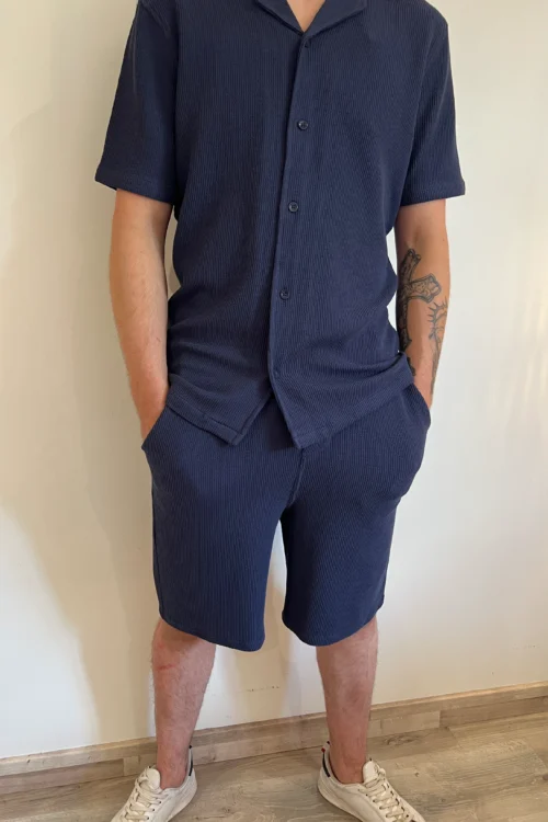 Short homme marine piqué nid d'abeille | Dream By C
