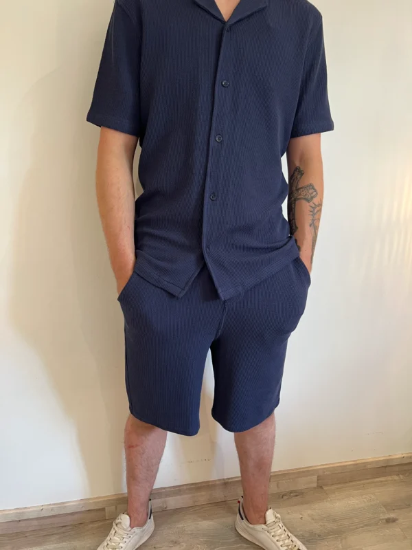 Short homme marine piqué nid d'abeille | Dream By C
