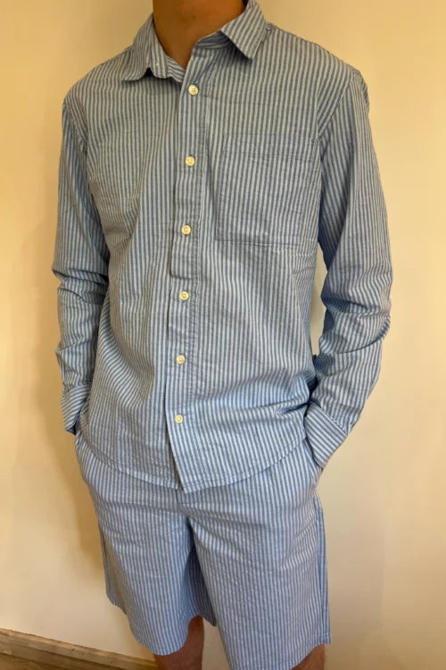 Short homme rayé bleu coton, relaxed fit | Dream By C