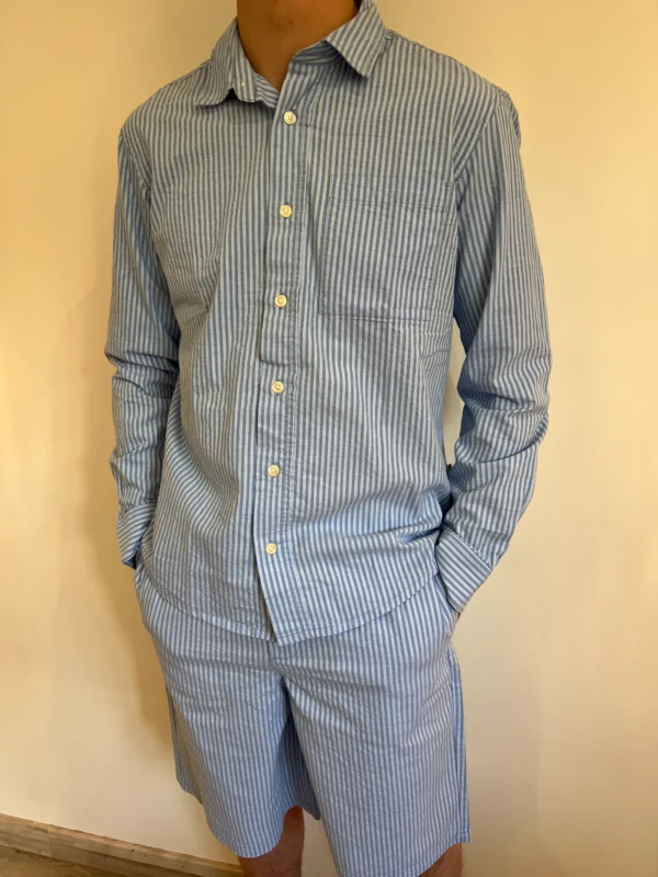 Short homme rayé bleu coton, relaxed fit | Dream By C
