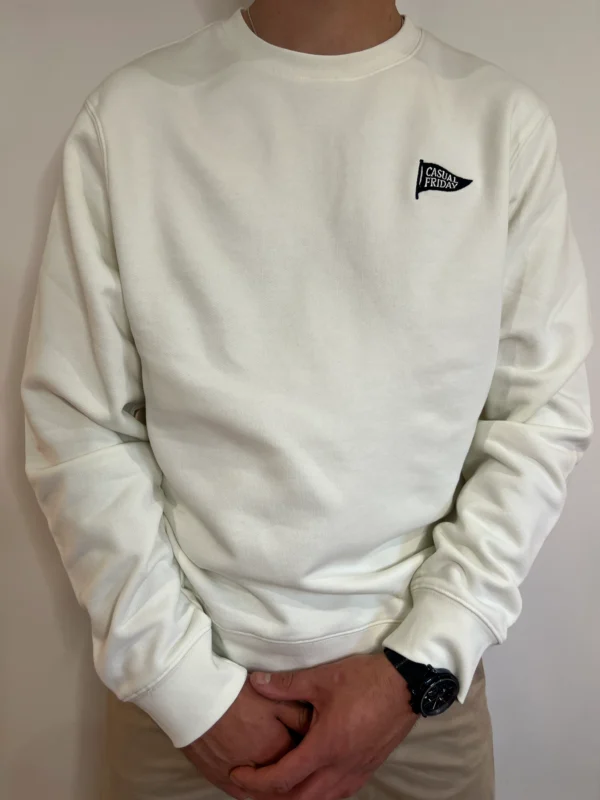 Sweat homme coton blanc brodé Casual Friday | Dream By C