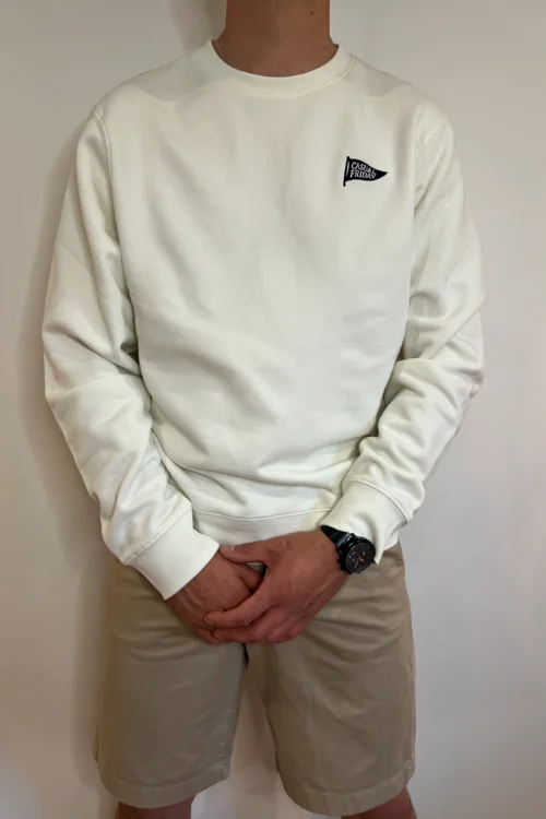 Sweat homme coton blanc brodé Casual Friday | Dream By C