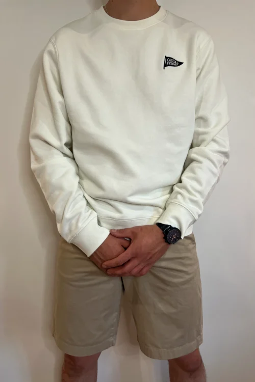 Sweat homme coton blanc brodé Casual Friday | Dream By C