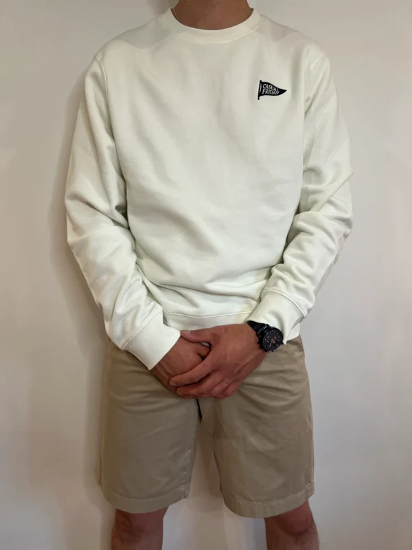 Sweat homme coton blanc brodé Casual Friday | Dream By C