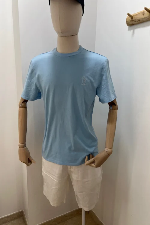 T-shirt homme coton bleu ciel brodé Casual Friday | Dream By C