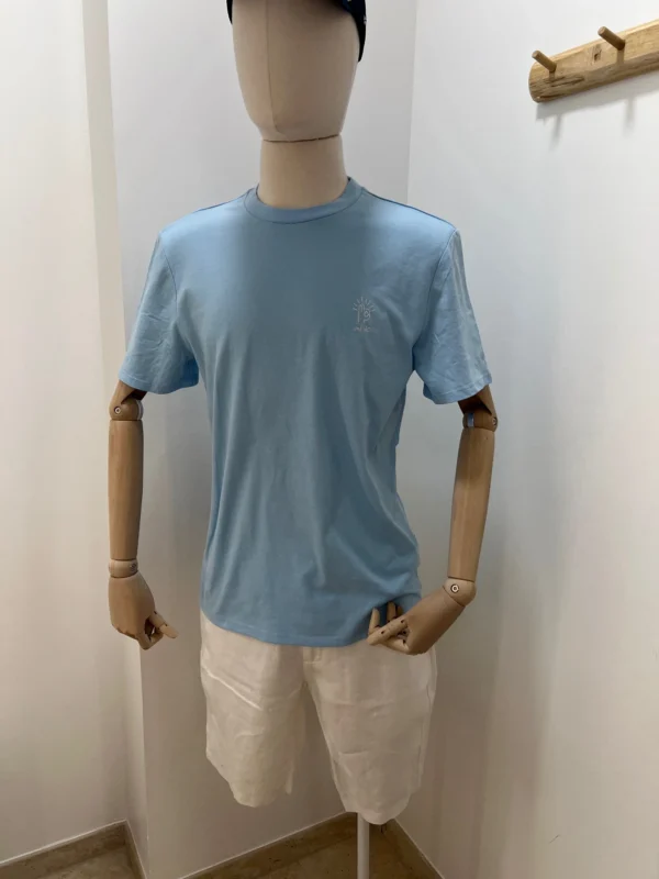 T-shirt homme coton bleu ciel brodé Casual Friday | Dream By C