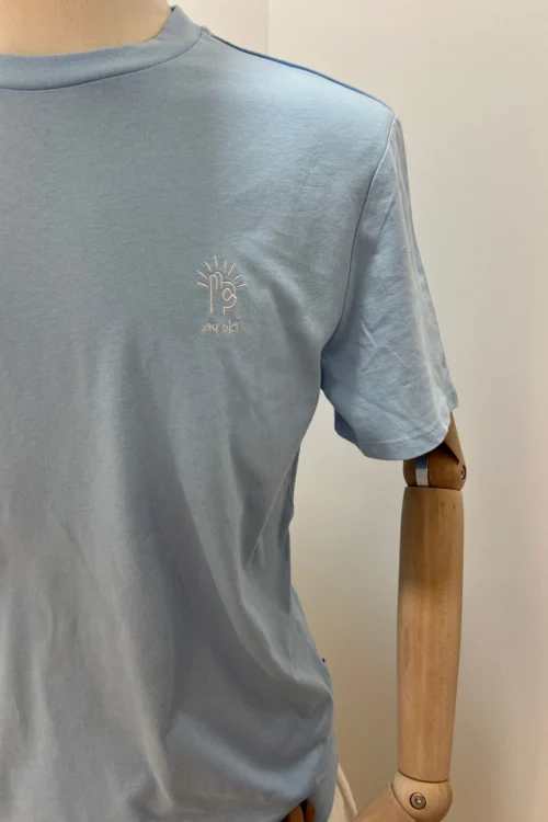 T-shirt homme coton bleu ciel brodé Casual Friday | Dream By C