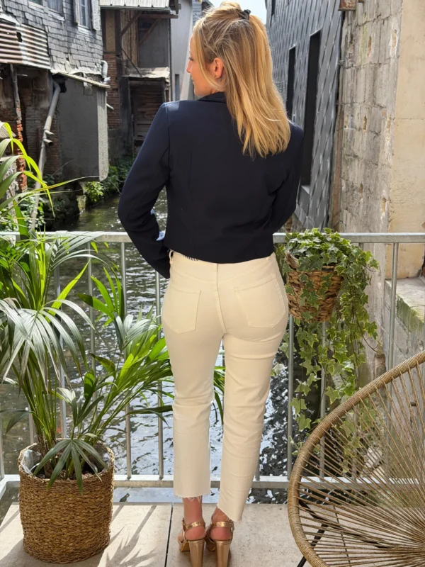 Blazer court femme cintré – Bleu marine camel écru | Dream By C