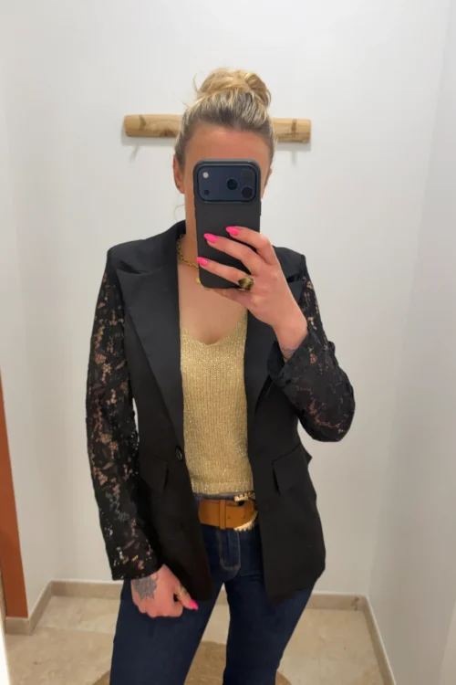 Blazer noir manches dentelle — Dream By C