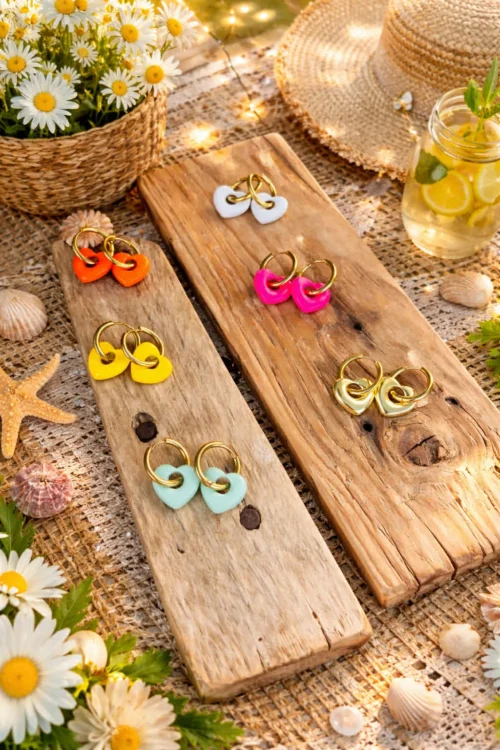 Boucles d'oreilles cœur femme colorées – Créoles | Dream By C