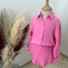 Chemise enfant fille coton fuchsia – Cœur doré brodé | Dream By C