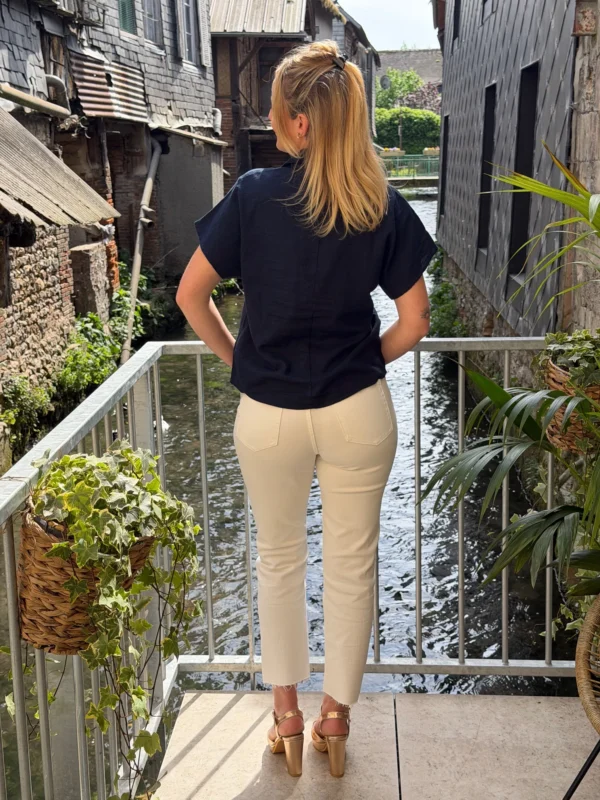 Jean straight cropped femme blanc déchiré | Dream By C