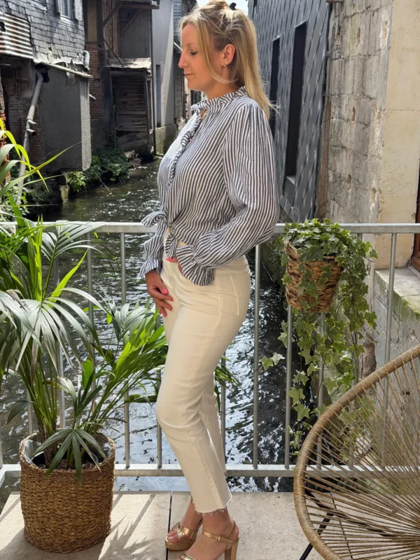 Jean straight cropped femme blanc déchiré | Dream By C