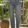 Jean straight à revers femme taille haute bleu - Dream By C