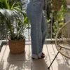Jean straight à revers femme taille haute bleu - Dream By C
