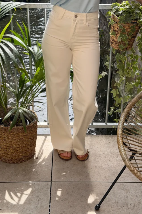 Jean wide femme blanc taille haute, Jambes longues | Dream By C