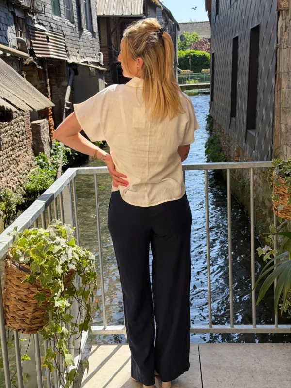 Pantalon fluide lin femme bleu marine – B.Young | Dream By C